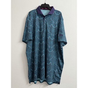 Greyson Golf Herbarium Salamander Polo All Over Print Men’s XXL Purple Green